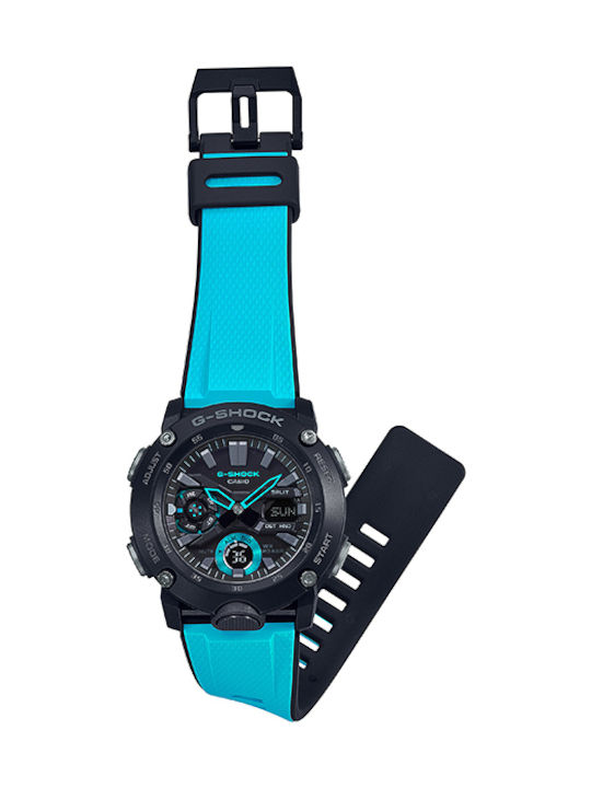 Casio G-Sport Herrenuhr 48.7mm Chronograph Batterie mit Blau Kautschukarmband