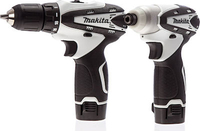 Makita DK1498W Σετ Ραδιόφωνο, Κρουστικό Δραπανοκατσάβιδο & Παλμικό Κατσαβίδι 10.8V με 2 Μπαταρίες 1.3Ah και Θήκη