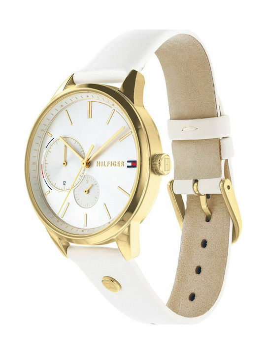 Tommy Hilfiger Brooke Watch Chronograph with White Leather Strap