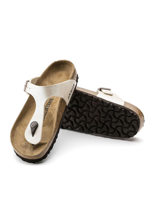 Gizeh Birko-Flor Women's Flat Sandals Anatomic in White Color Narrow Fit
