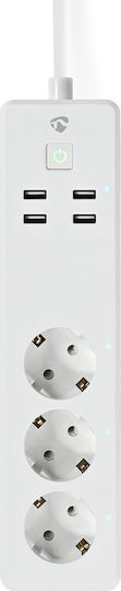 Nedis Smart Power Strip 3 Positions with 4 USB-A and Switch