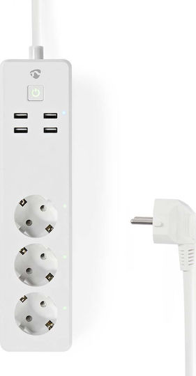 Nedis Smart Power Strip 3 Positions with 4 USB-A and Switch