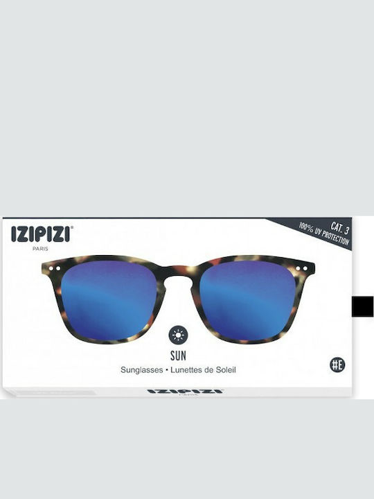 Izipizi E Sun Men's Sunglasses with Brown Tartaruga Plastic Frame and Blue Lens