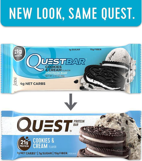 Quest Nutrition Protein Bar Μπάρα με 21gr Πρωτεΐνης & Γεύση Cookies & Cream 60gr