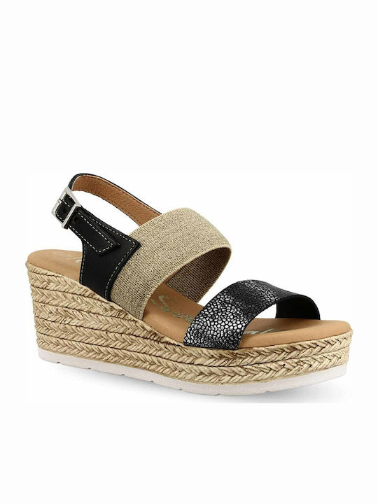 Oh My Sandals Καλοκαιρινές Γυναικείες Πλατφόρμες Μαύρες