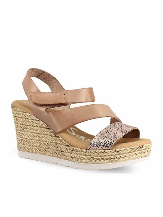 Oh My Sandals Women's Leather Platform Shoes Pink