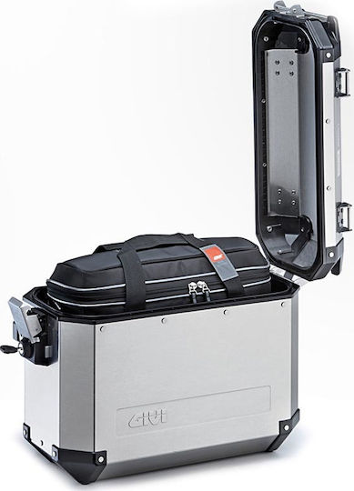Givi Trekker Outback Aluminium Monokey Motorcycle Hard Side Case Right 37lt in Silver Colour GIVOBKBAG07