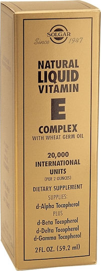 Solgar Natural Liquid Vitamin E Mixed Tocopherol Complex with Wheat Germ Oil Βιταμίνη για τo Δέρμα & Αντιοξειδωτική δράση 59.2ml