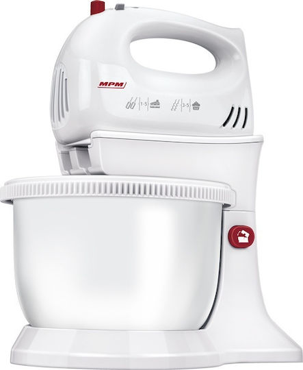 MPM Μίξερ με Πλαστικό Κάδο 3.4lt Λευκό 650W