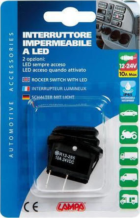 Lampa Rocker Автомобилен превключвател On/Off Водоустойчиви LED 12V-24V Универсален Син