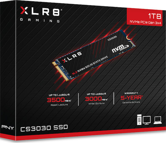 PNY CS3030 SSD 1TB M.2 NVMe PCI Express 3.0 M280CS3030-1TB-RB