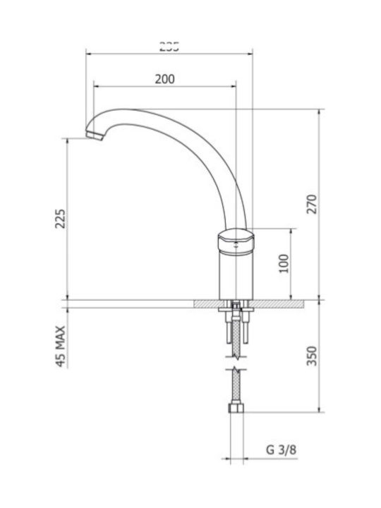 Ottone Meloda Arte Kitchen Counter Faucet Silver