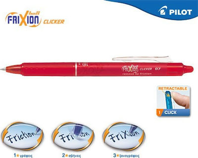 Pilot Frixion Ball Clicker Pen Gel 0.7mm with Red Ink