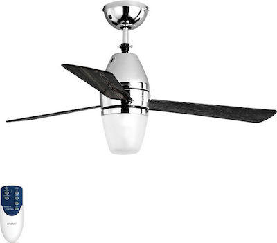 Lineme Trinity 02-00127 Ceiling Fan 110cm with Light and Remote Control Black