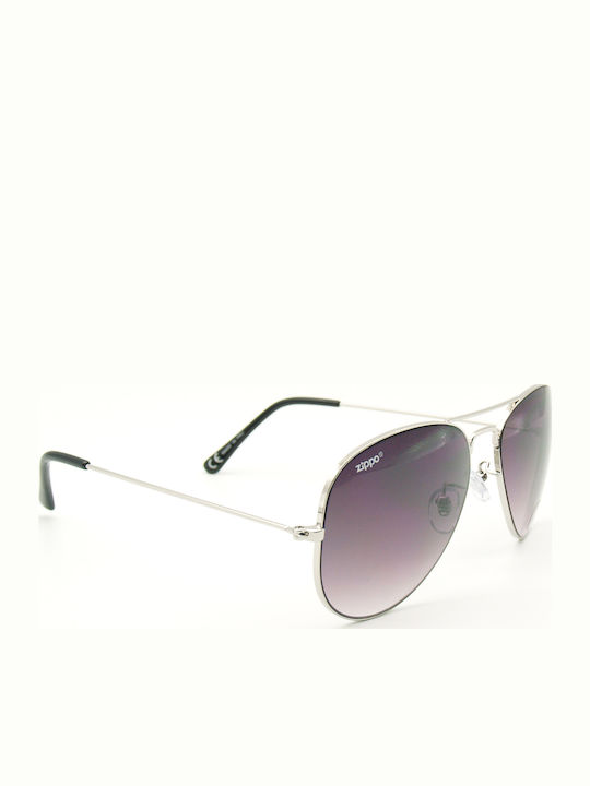 Zippo Men's Sunglasses with Silver Metal Frame and Brown Lens OB36-01