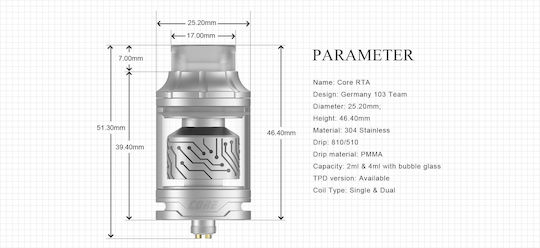 Vapefly Core RTA 2ml Silver