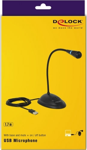 DeLock 65871 Микрофон USB Настолен в Черен Цвят