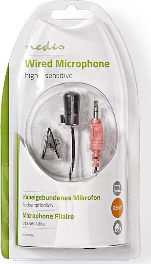 Nedis MICCJ100BK Δυναμικό Μικρόφωνο 3.5mm Πέτου, Clip On για Φωνητικά