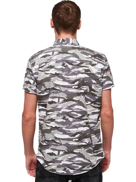 Superdry Rookie Parachute Lite Men's Shirt Short Sleeve Cotton Camo Gray