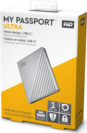 Western Digital My Passport Ultra USB-C Hard Disk Extern HDD 1TB 2.5" Argintiu