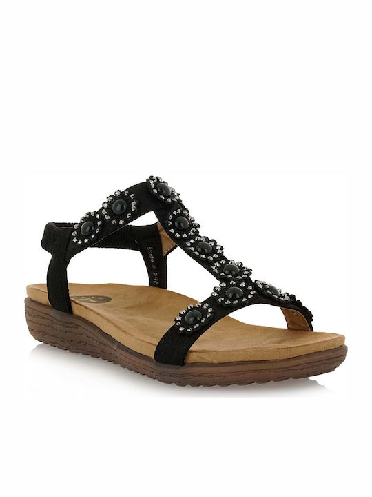 Exe Damen Flache Sandalen in Schwarz Farbe I489Q6632F32