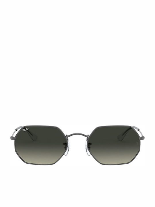 Ray Ban Octagonal Unisex Sunglasses with Silver Metal Frame and Black Gradient Mirror Lens RB3556N 004/71