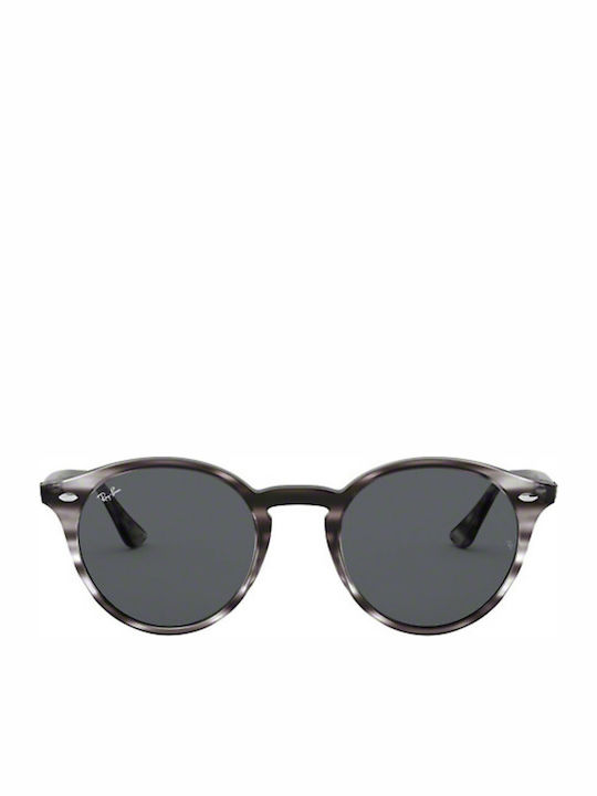 Ray Ban Round Sunglasses with Gray Tartaruga Plastic Frame and Black Mirror Lens RB2180 6430/87