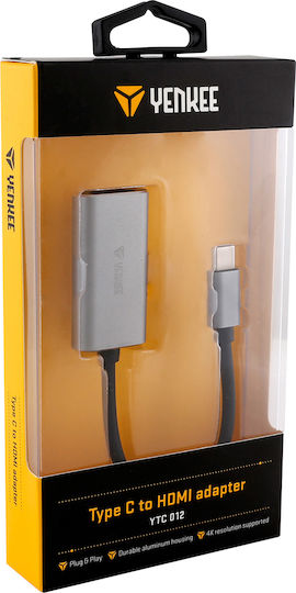 Yenkee USB-C Männlich Zu HDMI Weiblich Konverter Grau 1 Stück YTC 012