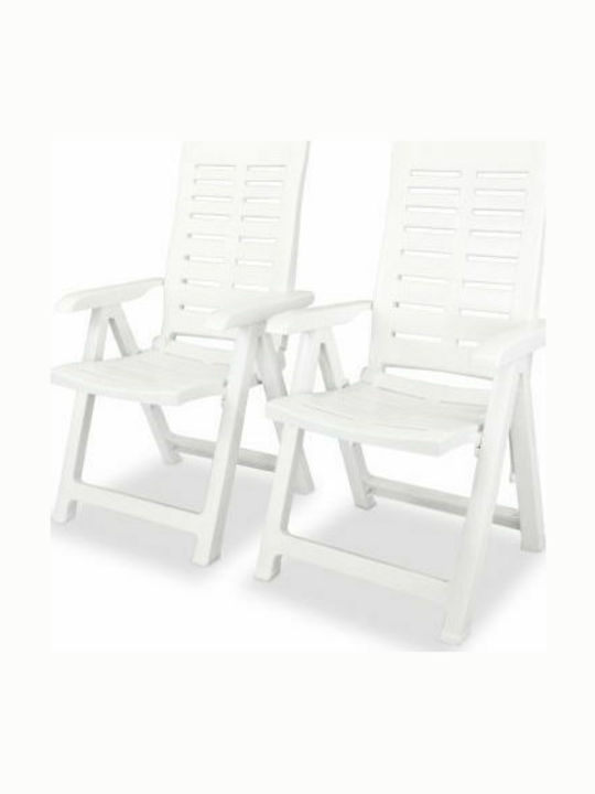 Outdoor Dining Set 3 Pieces White with Umbrella Holder