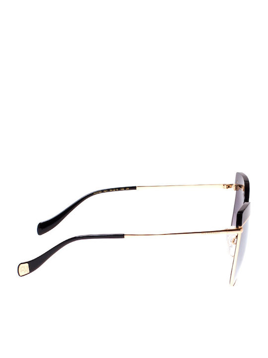 Ana Hickmann Women's Sunglasses with Black Metal Frame and Beige Gradient Mirror Lens