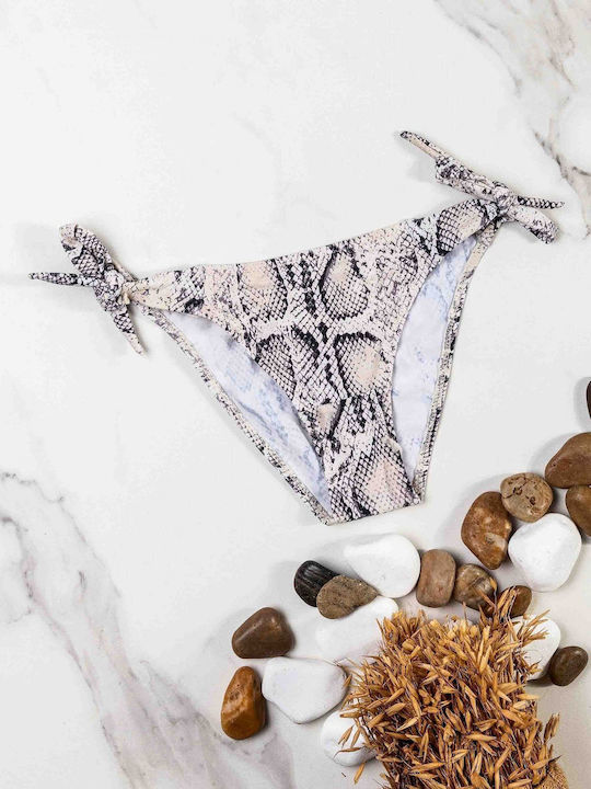 Bikini Bottoms Slip with Laces Beige