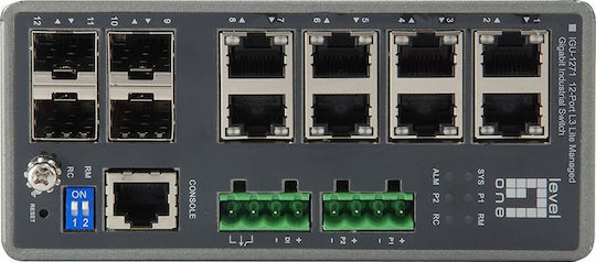 Level One IGU-1271 Verwaltet L3 Switch mit 8 Ports Gigabit (1Gbps) Ethernet und 4 SFP Ports