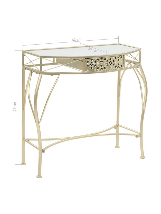 Console Table Metal with Glass Surface Gold L82xW39xH76cm