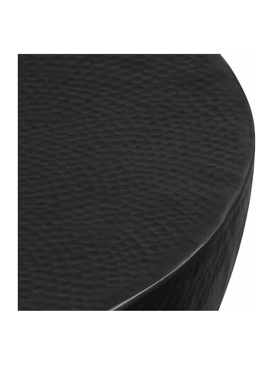Round Central Coffee Table Hammered Aluminum Black W70xL70xH30cm