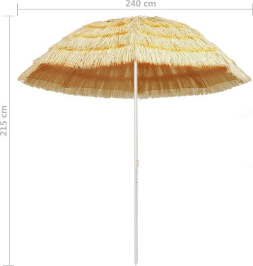 vidaXL Hawaii Folding Beach Umbrella Diameter 2.4m with UV Protection Beige