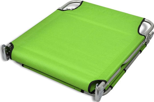vidaXL Foldable Steel Beach Sunbed Green with Pillow 189x58x27cm