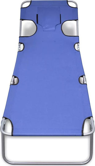 vidaXL Foldable Steel Beach Sunbed Blue with Pillow 189x58x27cm