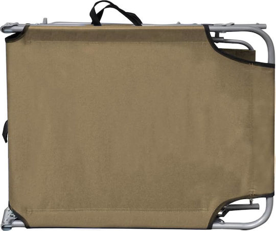 vidaXL Foldable Steel Beach Sunbed Brown with Shader 189x58x27cm