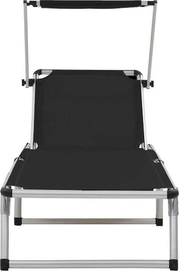 vidaXL Strandliegen Schwarz Faltbar mit Sonnenschirm 186x58x25.5cm. 1Stück