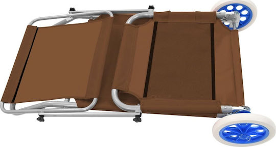 vidaXL Beach Sunbed Brown Foldable Steel with Shade and Pillow 146x52cm