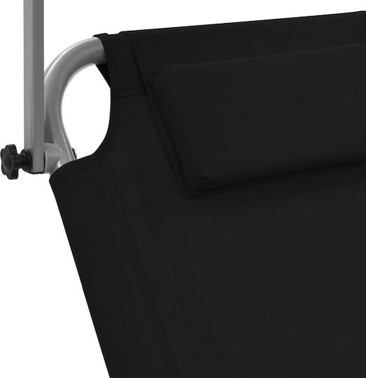 vidaXL vidaXL Beach Sunbed Black Foldable Steel with Shader & Pillow 146x52cm