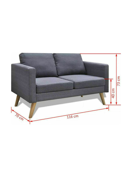 Canapea Cu Două Locuri Gri 116x70x73cm