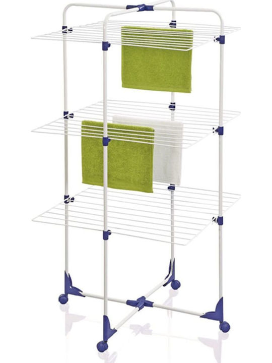 Leifheit Tower 270 Folding Floor Clothes Drying Rack made of Aluminum with Wheels with Hanging Length 27m