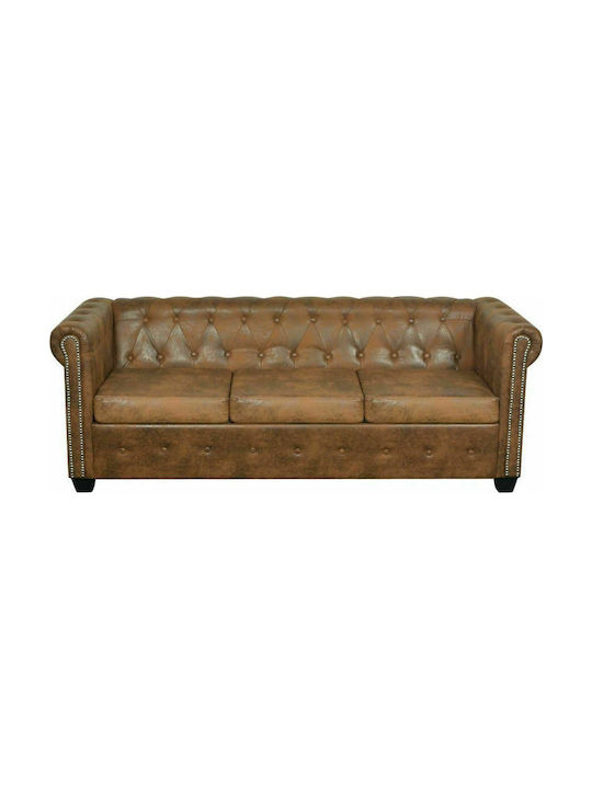 Three-Seater Couch Artificial Leather Brown 200x76x70 cm