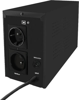 Qoltec Monolith 600VA UPS Line-Interactive 360W with 2 Schuko Power Plugs