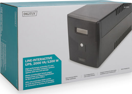 Digitus DN-170076 UPS Linie-interaktiv 2000VA 1200W mit 4 Schuko Steckdosen