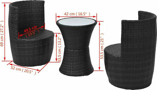 Garten- und Outdoor-Möbelsets für kleine Außenbereiche 3 Stück Schwarz mit Kissen