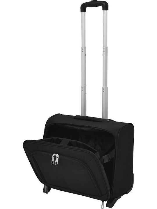 vidaXL Travel Suitcase Cabin Fabric Black with 2 Wheels Height 43cm
