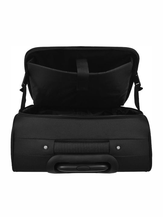 vidaXL Travel Suitcase Cabin Fabric Black with 2 Wheels Height 43cm