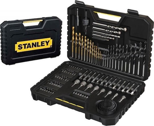 Stanley Set of 100 Drills with Cylindrical Shank for Wood, Metal and Masonry